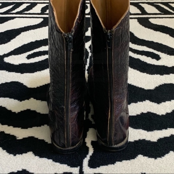 CYDWOQ Brown Crackled Leather Zip Up Mid Calf Boots Size 37 - Picture 6 of 16